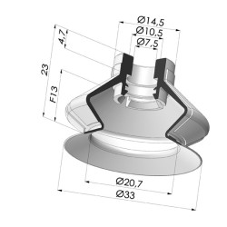 Ventouse 1.5 Soufflets Série 8SP Ø 33MM