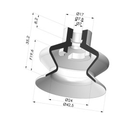 Ventouse 1.5 Soufflets Série AR VF Ø 43MM